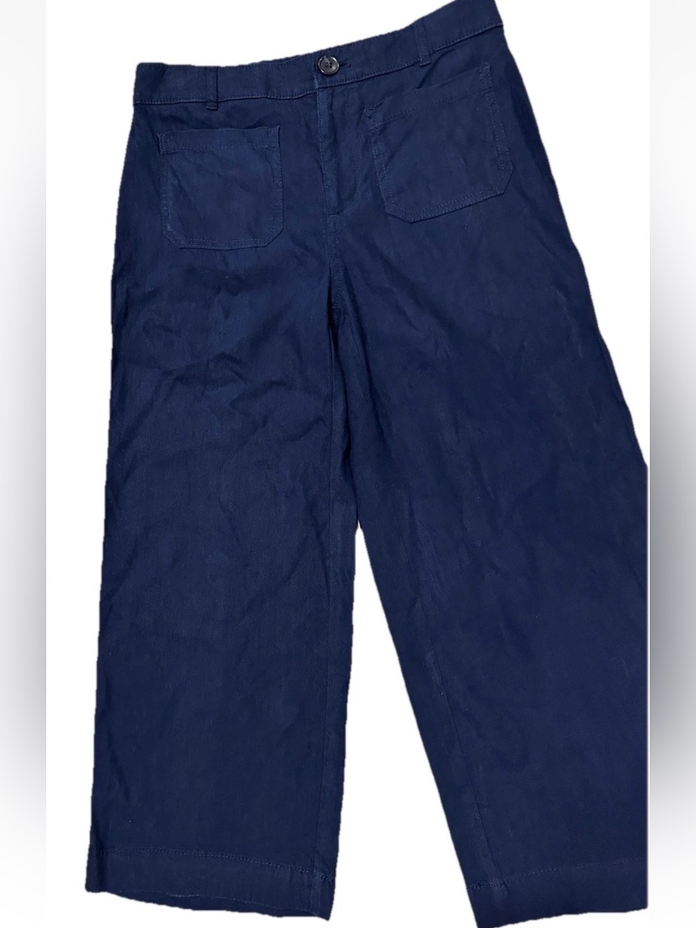 LOFT Navy Linen Blend Wide Leg Cropped Pants 2P